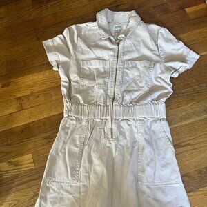 J CREW Zip-Front Chino Dress with Pockets - Light Pink, Size 8